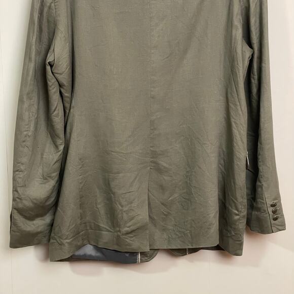 Zara Man 46R utility military blazer jacket olive green white trim linen summer - Picture 7 of 7